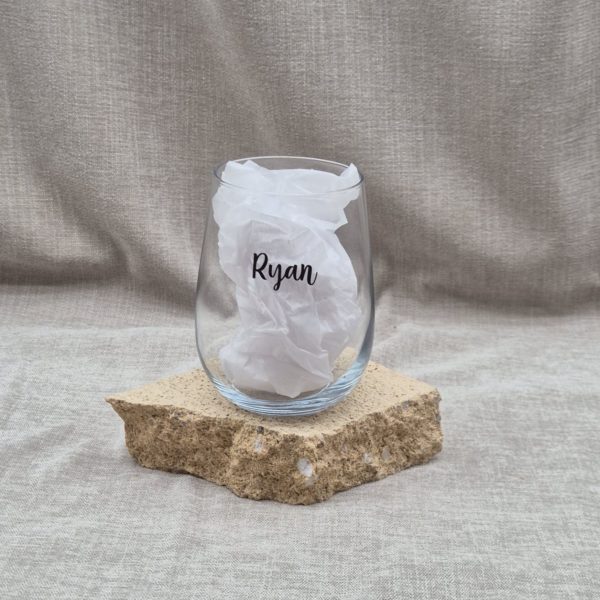 Personalised Stemless Wine Glass